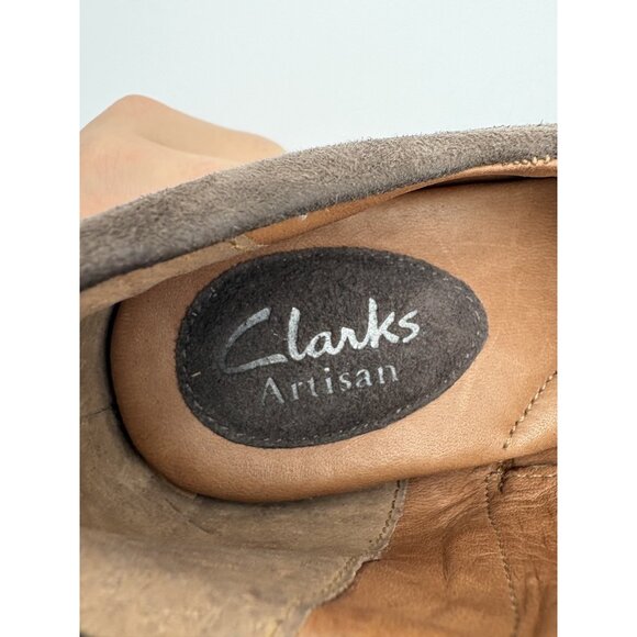 Womens 6.5 Clarks Artisan Brown Suede Heeled Ankle Bootie Side Zip LEFT ONLY - Picture 5 of 10